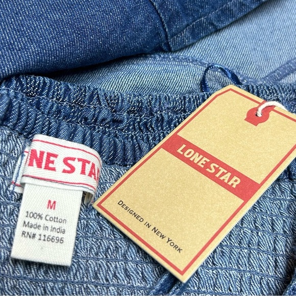 Lone Star Denim Bustier Smocked Crop Top Size M NWT - Picture 4 of 5